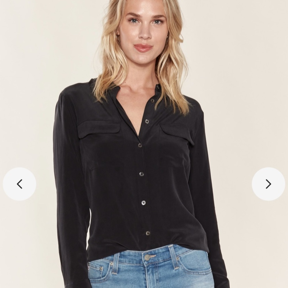 Equipment black long sleeve blouse XS button down